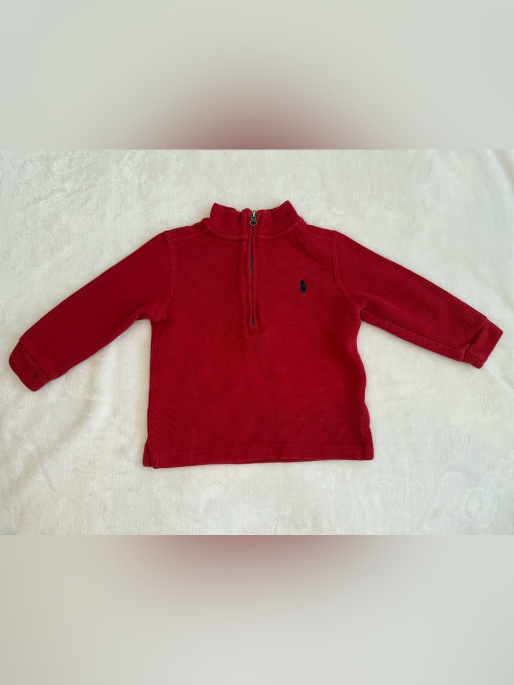 Ralph Lauren Baby Boys Estate-Rib Quarter-Zip Pullover Red (size 24M)